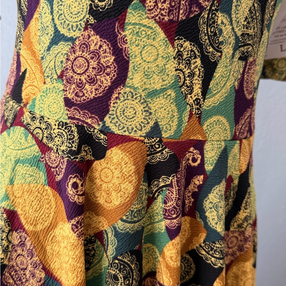 NWT!! 💚💛 LuLaRoe Multicolor Paisley Midi Dress - Picture 2 of 4